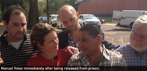 Manuel Velez immediately after being released from prison.