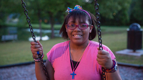 Krystin Polk on swings