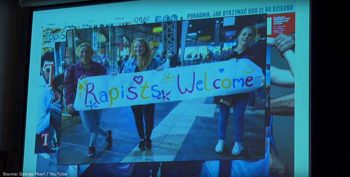 Rapists Welcome slide in David Bores' Presentation
